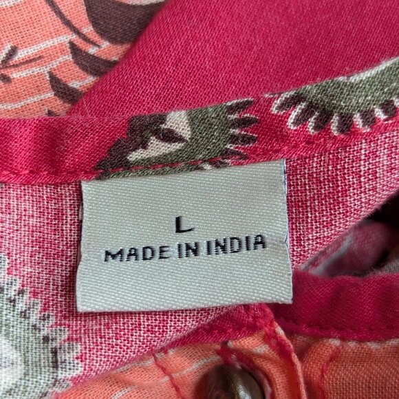 Bob Timberlake Bohemian Red & Peach Patterned Tunic Blouse Size Large - Picture 9 of 15